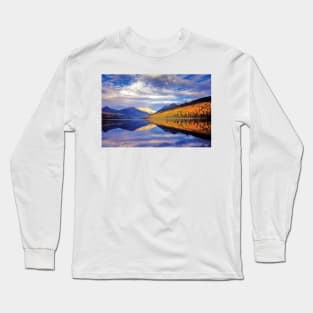 Cloudy Autumn Landscape And Its Reflection Kintla Lake Glacier National Park Long Sleeve T-Shirt